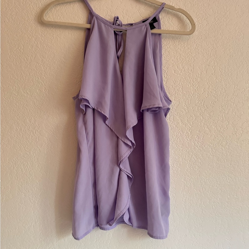 Lavender Sleeveless Ruffle Blouse